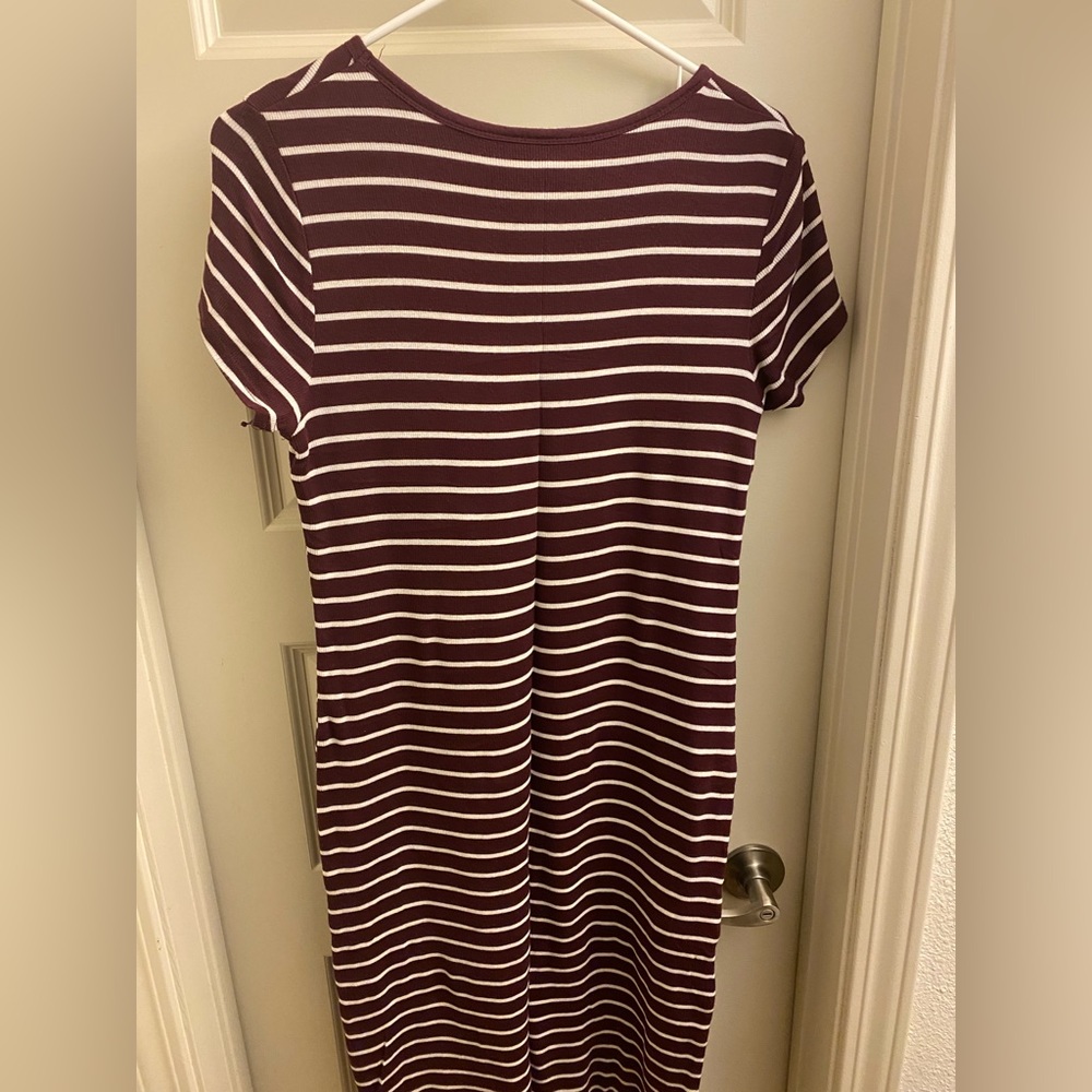 Stretchy Knee length Striped Dress
